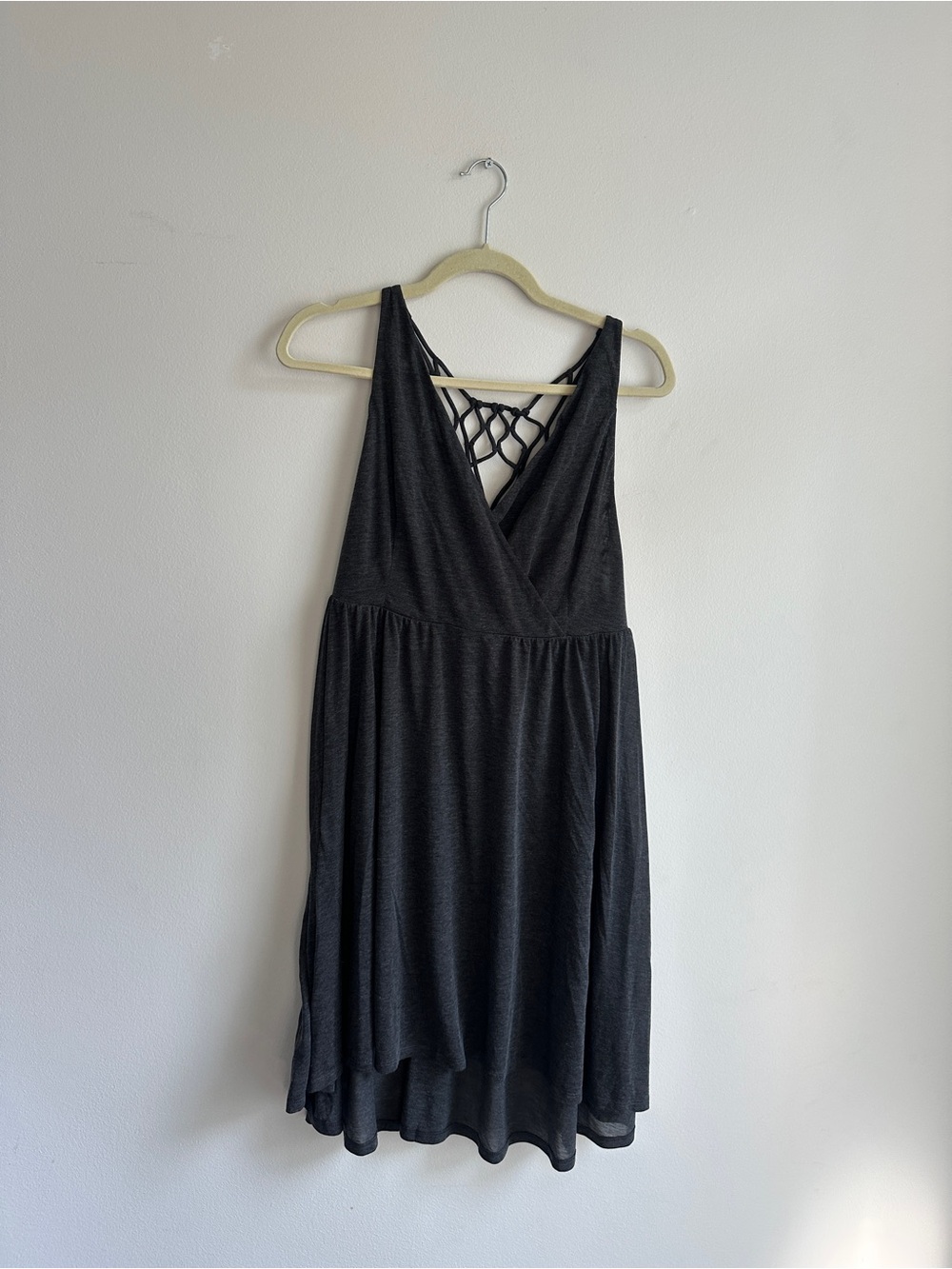 Prana Black Sleeveless V-Neck Dress with Lattice Back